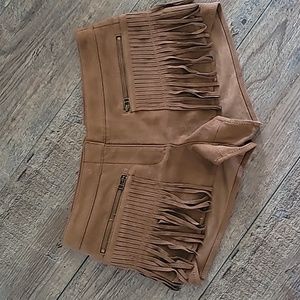 BCBG MAXAZRIA Suede Fringe Shorts
